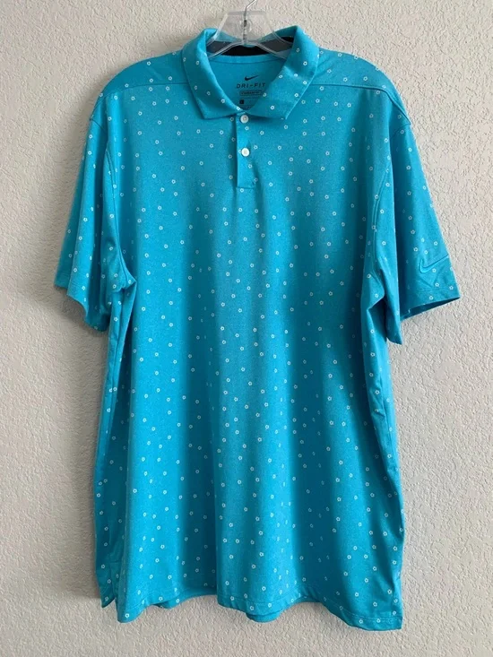 Nike Golf Shirt Polo Mens L Performance Dri-Fit Floral All Over Print AOP Preppy - Picture 2 of 13